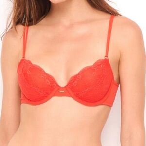 BeMe Red Lace Demi Bra Size 34C